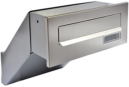 Mauerdurchwurf Briefkasten Edelstahl V2A / Silber Einbaubriefkasten
