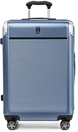 Travelpro Platinum Elite Hardside Expandable Checked Suitcase, 8 Wheel Spinner, TSA Lock, Hard Shell Polycarbonate Suitcase, Dark Sky Blue, Checked Medium 64 cm