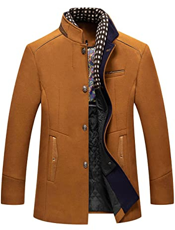 APTRO Mens Jacket Winter Coat 80% Wool Coats Warm Casual Overcoat Outwear Business Single/Double Breasted Black Trench Jacket 2101