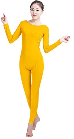 Lifup Unisex Ganzkörperanzug Kostüm Ganzkörperanzug Fasching Bodysuit für Erwachsenen Gelb L