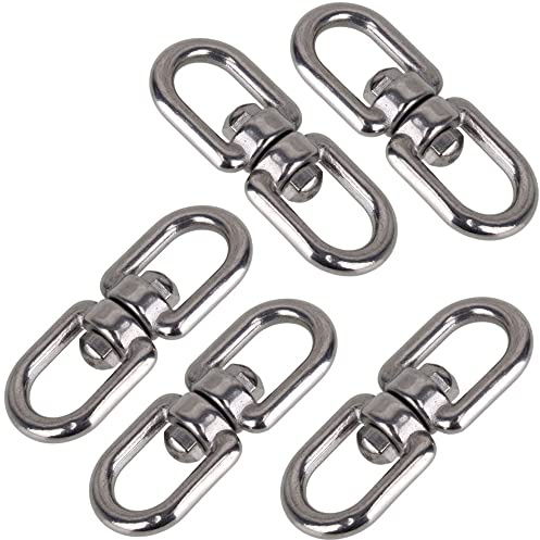Heuskay 5 Stück M4 Augen-Drehring, Doppelendig, schwenkbar, Ösen-Haken, 304 Edelstahl-Lager, schwenkbar, Auge zu Auge, drehbar, Bügelringverbinder (M4)