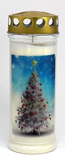 Kerzen Junglas - Grabkerze Weihnachten mit 7 Tagen Brenndauer, (3784), schöne Grablichter mit Motiv, Grabkerzen mit Deckel, Grabschmuck wetterfest, Trauerkerzen mit Spruch, Friedhofskerzen