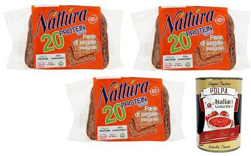 Italian Gourmet Náttúra Italian Gourmet Pane di Segale Integrale Bio | con semi lino e soia, Vollkorn mit Weizeneiweiß, pflanzlich, ideale per, Gesamtnettogewicht 750 g + Kostenlos Polpa 400g