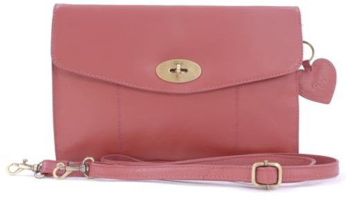 Gigi - Petit Sac Bandoulière Femme Cuir - Sac à Main à Rabat - Pochette de Soirée Fête - Bandoulière Réglable et Détachable - 8757G - Rose