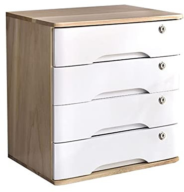 Schreibtisch Schubladenbox - Schreibtisch Aktenschrank - Schreibtisch Organizer, Schreibtisch-Aktenschrank Aus Holz, Schreibtisch-Aufbewahrungsbox Mit Schubladen, 3/4 Etagen Mit Schloss ( Color : C ,