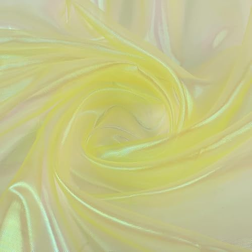 SYSUII 150cm * 1m Organzastoff zum Nähen,Hauch Zart,Fein Tüllstoff Deko-Stoff Dekorieren und Basteln Leichter Glanz Stoff Glitzer Organza Tüllstoff für Gardine Vorhänge Tischdecken Deko Schals -Gelb
