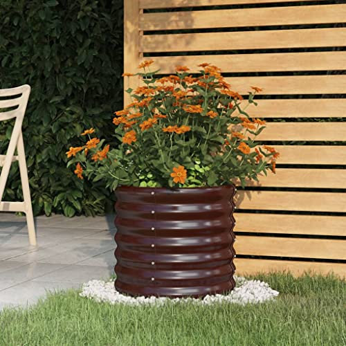 FENLAX Jardinière en acier revêtu par pulvérisation - 40 x 40 x 36 cm - Marron - Jardinière surélevée en métal - Lit surélevé pour légumes, parterre de fleurs, plate-bande surélevée pour terrasse,