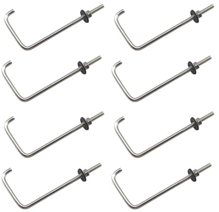 Schraubhaken aus 304 Edelstahl, M6 x 25 x 75 mm, mit Muttern, Unterlegscheiben, Deckenmontage, Haken, Gewindeösenschrauben, 8 Stück