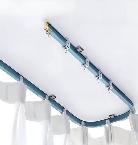 Vorhangschiene Gardinenschiene Gardinenstange Flexibler, biegsamer, gebogener Raumteiler für Vorhangschienen, verstellbares Vorhangschienen-Set mit komplettem Zubehör, 1 m, 2 m, 3 m, 4 m, 5 m, 6 m, 7
