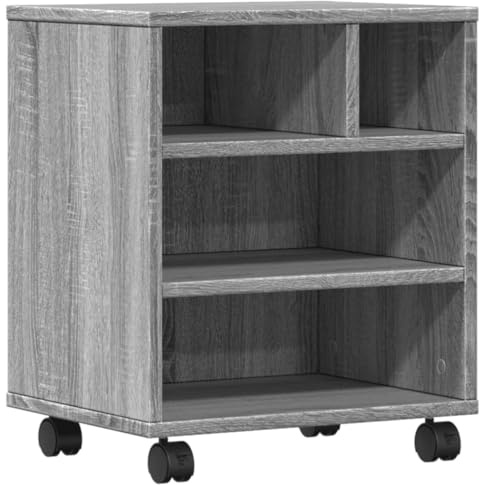 vidaXL Printer Stand with Wheels Grey Sonoma 41x32x48 cm