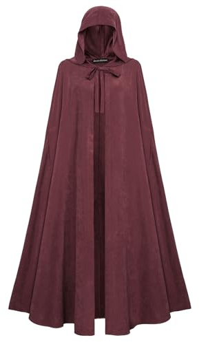 Scarlet Darkness Renässans mantel med huva halloween kostym vin