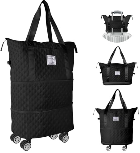 Sac de voyage avec roulettes, sac de sport extensible pour homme et femme, grand sac fourre-tout, bagage à main sec et humide, sac de nuit, sac de week-end léger, sac de sport pour la natation, maman
