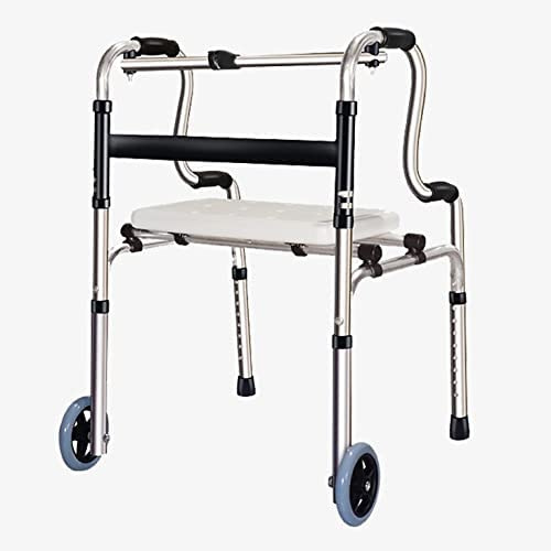 Gehhilfe, zusammenklappbarer Gehhilfe, 2 Räder und Bidet, höhenverstellbar, Gehgestell, Senioren, ältere Menschen, Mobilität, Behinderte