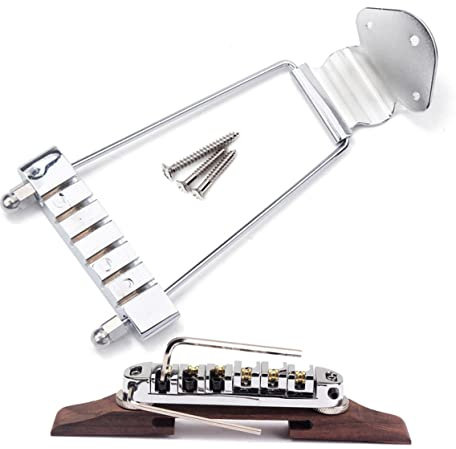 BESTonZON Gitarrensteg mit Saitenhalter Saitige Archtop-jazzgitarren Höhenverstellbar aus Metall Einstellschrauben Inklusive Befestigungsschrauben