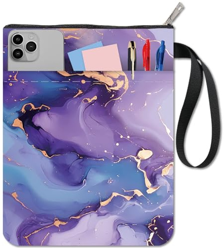 CRASPIRE Funda de Libro de Mármol de Color Violeta Azulado Funda Protectora para Libros de Bolsillo Funda de Tela Lavable con Cremallera Y Bolsillo Adicional para Amantes de los Libros Regalos para Co