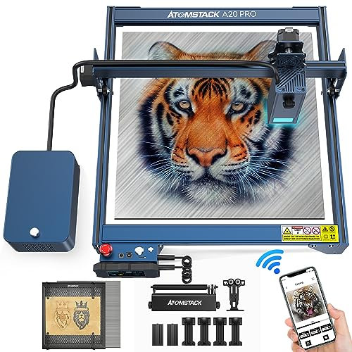 ATOMSTACK A Serie 20W PRO 120W Laser Graviermaschine mit F2 400 * 400mm Wabenplatte 20W Laser graviermaschine F30 30-60 L/min Luftunterstützung R3 Pro 360° Rotierende Walze