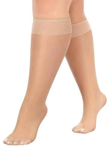 MANZI 10 Paar Nylon Kniestrümpfe Damen Große Größen Feinkniestrümpfe 15 Den