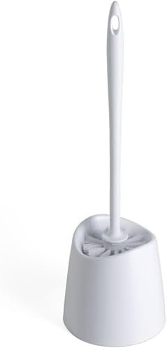 SPN Toilet Brush Set - Heavy-Duty, Space-Saving Design, and Easy-to-Clean Bristles - Modern Bathroom Cleaning Tool WHITE