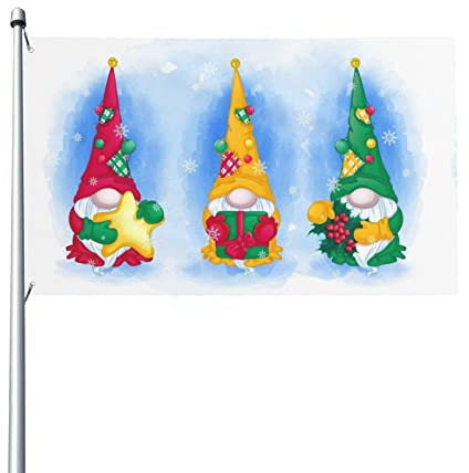 Outdoor-Flaggen, Weihnachtselfen, Zwerge, Gruß, Winter, Gartenflagge, doppelseitig, 90 x 150 cm, für Frühling, Sommer, Urlaub, Gartendekoration für draußen, Rasen, Veranda, Balkon