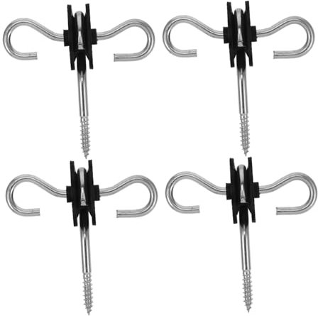 ibasenice Electric Fence Gate Handle with Screw-in Insulator and Spring Hook Accessories for Use, 4pcs Set Compatible with Solar Electric Fence Kit
