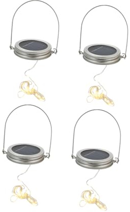 Lurrose 4sets Solar String Lights for Jar Lids Led Garden Hanging Lights for Home Decor Accessories and Outdoor Lanterns
