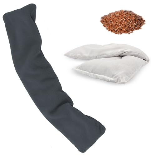FISHTEC - Tour de cou chauffant - Graines de lin et lavande, micro-ondes, chaud/froid, housse amovible et lavable, 43 cm - Soulagement cervical et détente