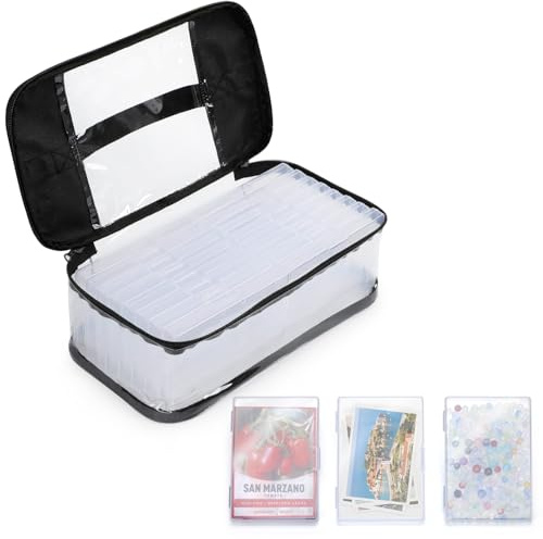 WISEPRO Saatgutaufbewahrungsbox, 16 Fächer Transparente Saatgutaufbewahrungsbox Organizer, Gartensamen-Reißverschlussbox mit Griffen, 32 x 16 x 10 cm, tragbarer Saatgut-Aufbewahrungsbehälter, ideal