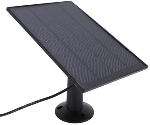 ciciglow Cargador de Panel Solar 8W, Panel Solar de Montaje Ajustable de 360 ° para la Cámara de Seguridad de la Cámara del Alimentador de Aves, Cable IP66 9.84 Pies, Micro USB a Tipo C (Black)