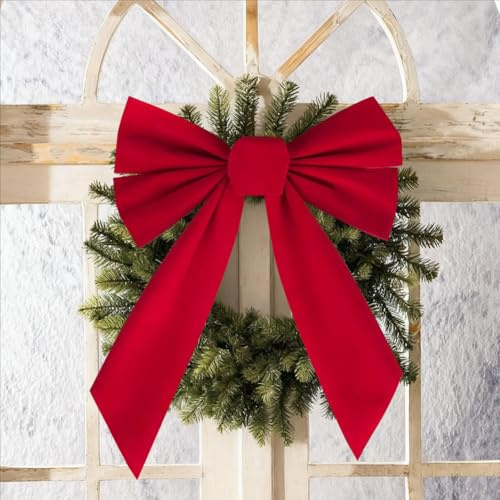 Rote Schleifen Weihnachten, 6 Stück Geschenkschleife Groß 35x27cm, Schleifen Weihnachtsbaum, Rote Schleife, Weihnachtsbaum Deko Schleife für Weihnachtskranz, Weihnachtsbaumschmuck Hochzeit Geburtstag
