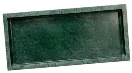 PawwJoy Plateau de service en pierre de marbre - Porte-parfum - Plat à bijoux élégant et décoratif pour comptoir de club - 30 x 13 cm - Vert
