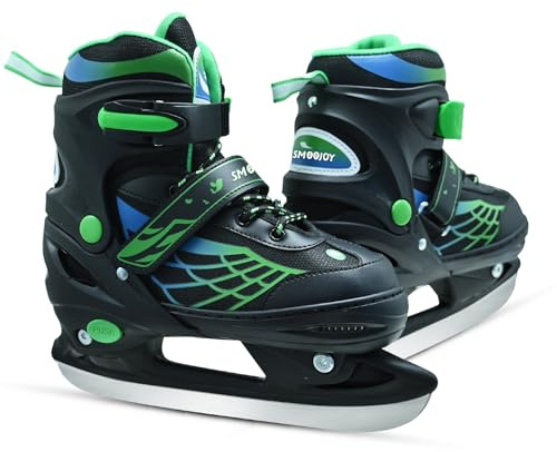 SMOOJOY Ice Skates for Kids Girls Boys, Adjustable Kids Skates with Wing Design, Soft and Comfortable Lining Ice Skating Shoes Ages 3-12 Youth for Outdoor Indoor Rink