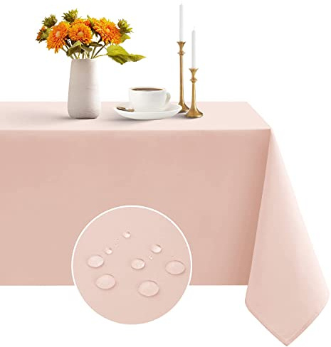 Romanstile Tischdecke Rosa 100x140 cm Outdoor Rechteckig Frühling abwaschbar Wasserabweisende Tischtuch Tablecloth für Esstisch,Küche,Garten, Balkon,Geburtstag,Hochzeit,Ostern, Sommer,Frauen Party