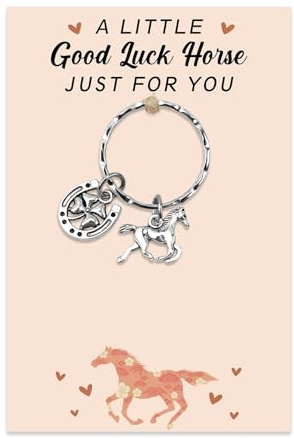 Nudoraw Horse Christmas Gifts Keyring Horse Gifts for Women Men Girls Boys Adults Sats Good Luck Gift for Donkeys Lover Donkeys Racing Riding Gift Birthday Valentines St Patricks Keychain With Cards