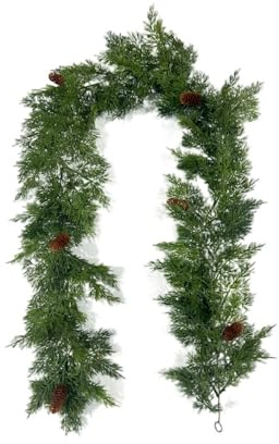 UGDOUS Grüne Girlande Weihnachten Zypresse Girlanden Künstliche Zeder Kiefer Reben Fit for Treppen Geländer Tisch Mantel(Gold)