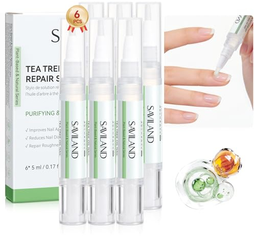 Saviland Teebaumöl Nagelpflege Stift: 6PCS Pflanzliches Nagelöl Stift Pflegendes Nagelhautöl für Zehen Fingernägel Nicht Fettendes Nagelwachstumsöl Zur Reparatur Von Beschädigte Dicken Verfärbte Nägel