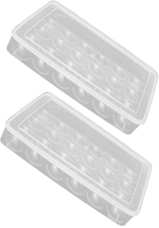 Genérico Hueveras para Refrigerador Transparentes de Plástico 24 Compartimentos Contenedor de Almacenamiento de Huevos Resistente y Práctico para Cocina Set de 2 Piezas para Conservar
