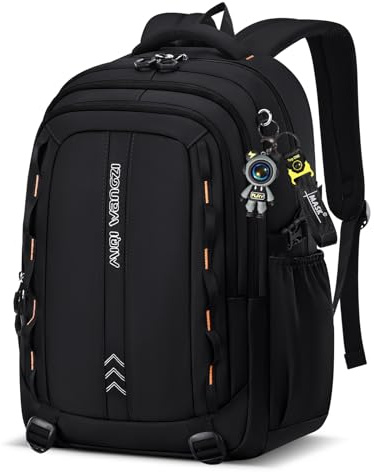 Amythe Sac à Dos Garçon Collège - 36L Imperméable et Léger, Noir