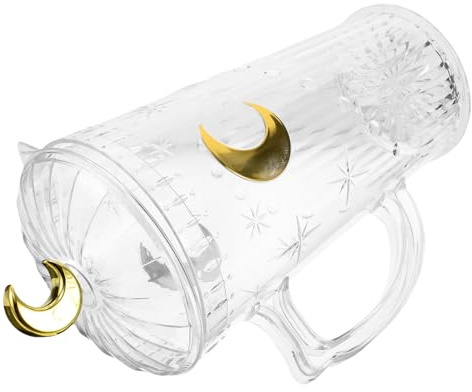 Housoutil Water Pitcher with Lid Moon Pattern 1Pcs Refrigerator Drink Dispenser Juice and Beer Pitcher for Home, Parties, and Restaurants
