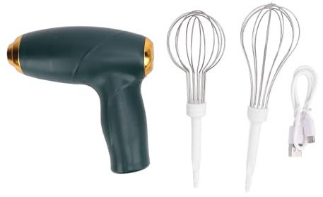 Batteur à main sans fil, mélangeur électrique portable sans fil, fouet électrique portatif, batteur à œufs pour la cuisson et la cuisson en cuisine (vert, noir) (Verte)