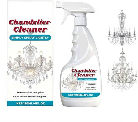 Spray detergente per lampadari, senza salvietta, detergente per lampadari di cristallo e ottone, rimozione della polvere per cristalli e vetro, lucentezza senza striature per specchi, metallo e