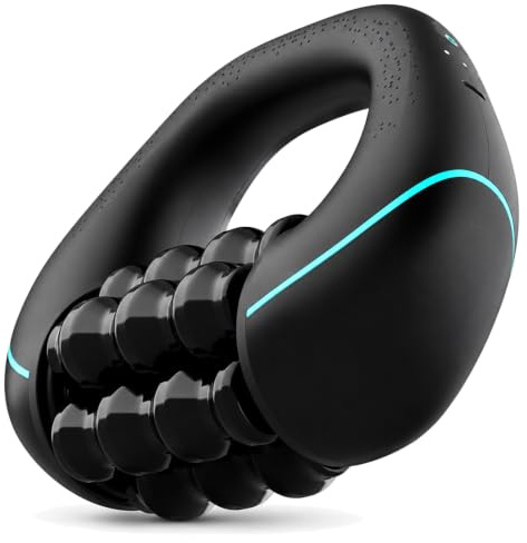 Massageroller Elektrisch - Elektrische Handmassagegeräte mit 3 Intensitätsstufen, USB Wiederaufladbares Handmassagegerät für Rücken Schultern Beine, Tiefengewebe Massage Roller (Schwarz)
