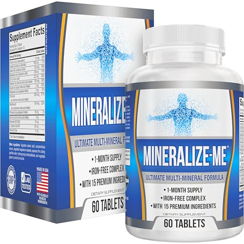 Multimineral Supplement (15-in-1) Iron Free Formula | Multi Minerals Complex | 1-Month Supply Multiminerals | 60 Tablets