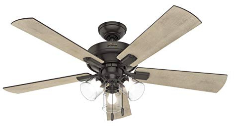 Hunter Crestfield Indoor Ceiling Fan with LED Lights and Pull Chain Control, 52, Noble Bronze