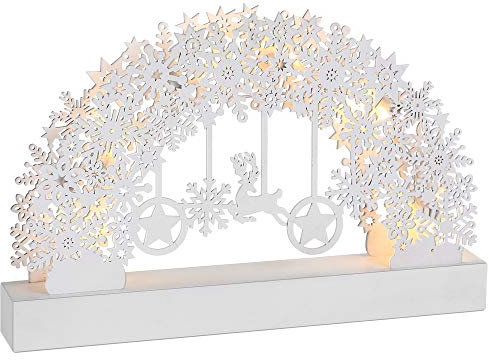 Monzana Arc Lumineux de Noël 'Flocons de Neige' à 6 LED décoration en Bois Lampe intérieur Effet 3D Arche Lumineuse fêtes