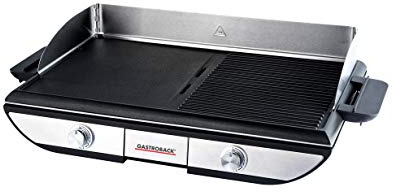 GASTROBACK #42523 Design Tischgrill Advanced Pro BBQ - Elektro-Tischgrill 2300 Watt 1500 cm² große Grillfläche - Einfache Reinigung - Grillplatten herausnehmbar - Edelstahl silber