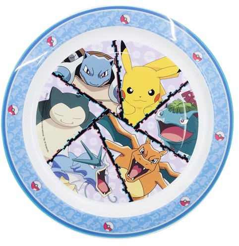 Stor KINDERTELLER AUS BPA-FREIEM KUNSTSTOFF. MIKROWELLENSICHER | POKEMON DISTORSION, Weiß