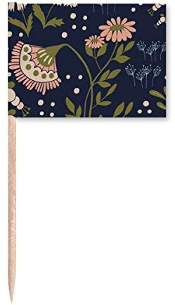 Pink Wild Flower Plant Paint Toothpick Flags Marker Topper Party Decoration
