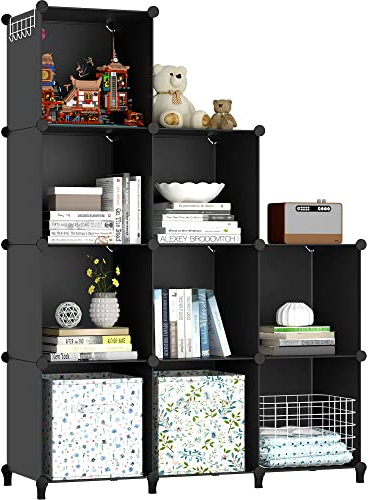 HOMIDEC Bookcase, 9 Cube Storage Unit Book shelf, Storage Cubes Multi-Use DIY Storage Shelves for Books, Storage Boxes, Clothes, Crochet Yarn, Toys