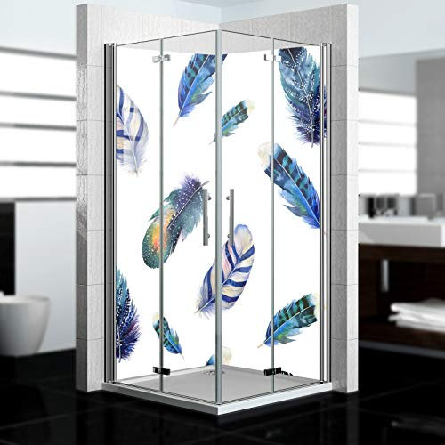 dedeco Eck-Duschrückwand wasserfest Motiv: Boho V1, 2 x 90x200 cm, Badrückwand, Fliesenersatz fugenlos Wandverkleidung Duschplatte Duschrückwände aus Aluminium, Made in Germany