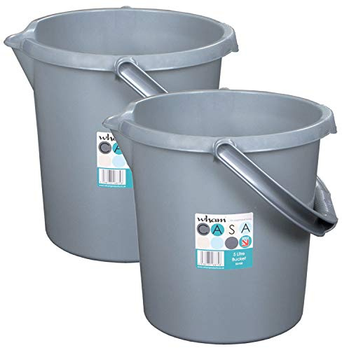 2X Eimer 5L mit Henkel Grau Putzeimer Abfalleimer Mülltonne 5l Kunststoff